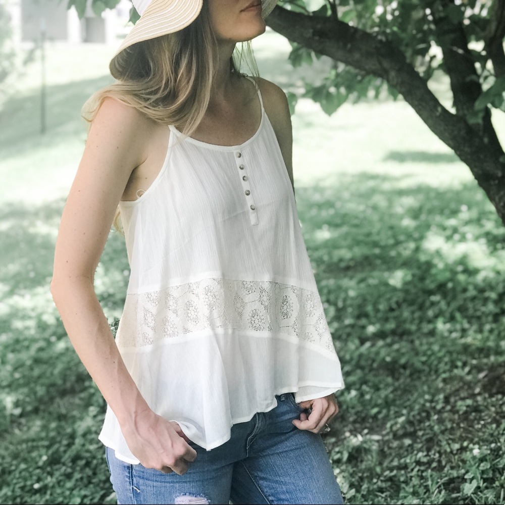 NWT Ivory Lace Racerback Tank
